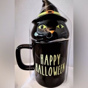 '🎃Happy Halloween Mug with Black Cat Topper B/Harbor collection 16 oz